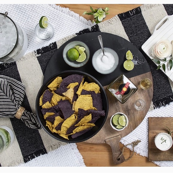 Mud Pie PONCHAA BLACK STRIPE TABLE RUNNER Brand New - Picture 8 of 8